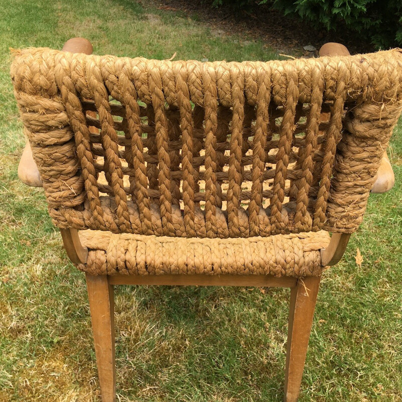 Vintage armchair in rope for Maison Vibot - 1950