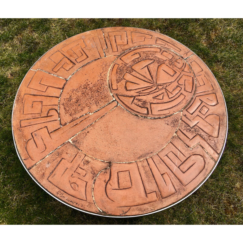 Vintage round coffee table in ceramic - 1970s