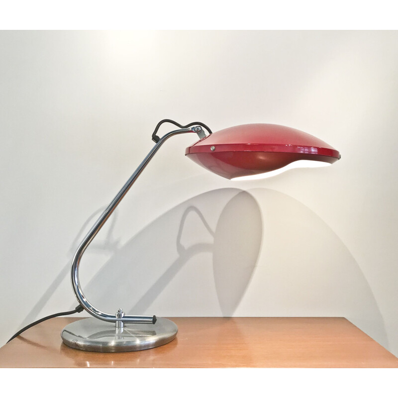 Vintage table lamp in red lacquered metal - 1970s