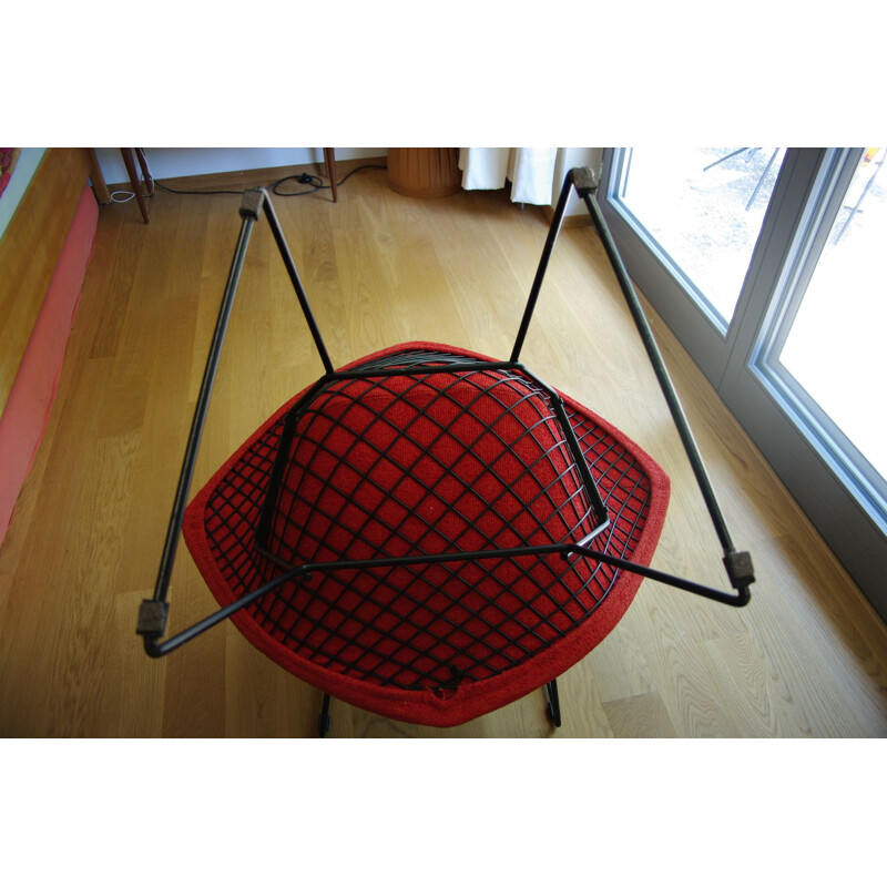 Fauteuil et ottoman vintage petit diamant par Bertoia pour Knoll - 1950