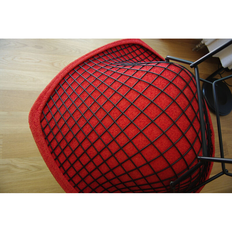 Fauteuil et ottoman vintage petit diamant par Bertoia pour Knoll - 1950