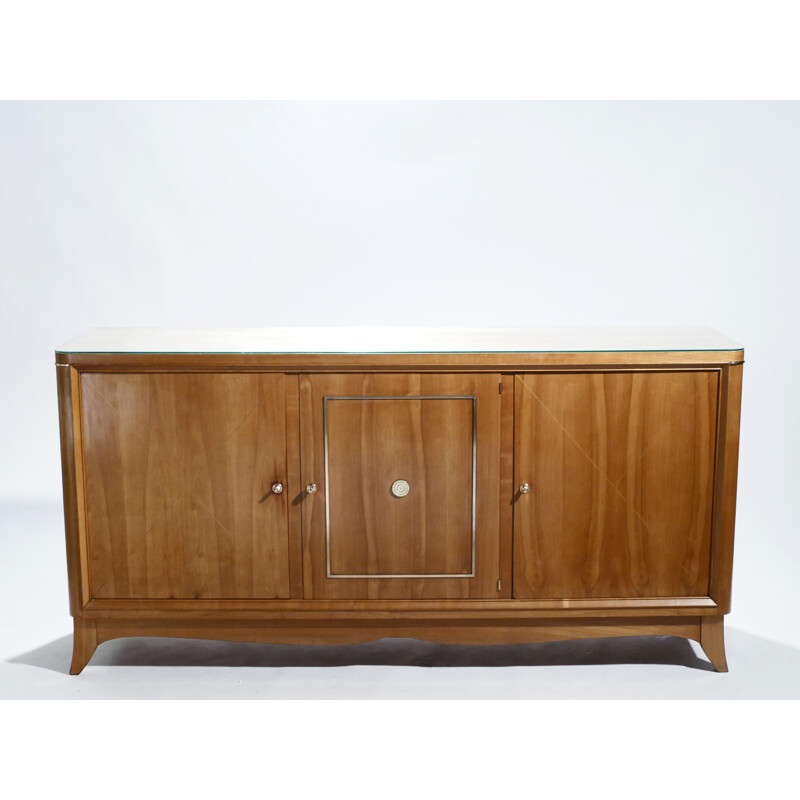 Vintage french sideboard in cherrywood and brass - 1950s