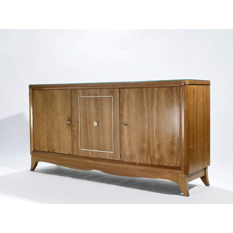 Vintage french sideboard in cherrywood and brass - 1950s