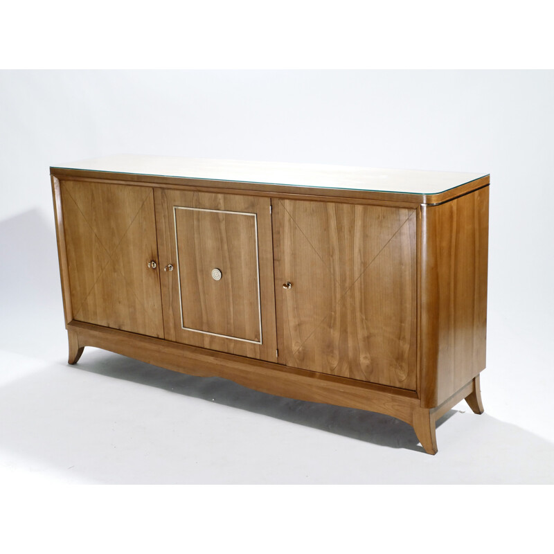 Vintage french sideboard in cherrywood and brass - 1950s