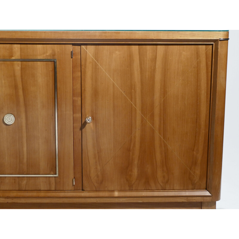 Vintage french sideboard in cherrywood and brass - 1950s