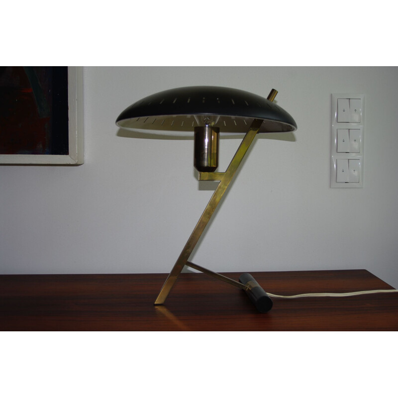 Lampe de bureau "Z" vintage en laiton par Louis Kalff - 1950