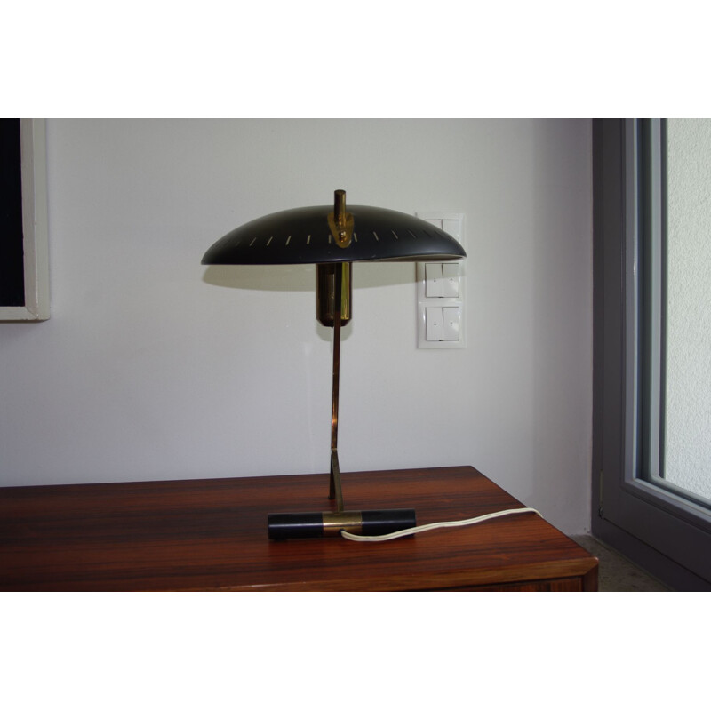 Vintage Dutch desk lamp "Z" in brass by Louis Kalff - 1950s