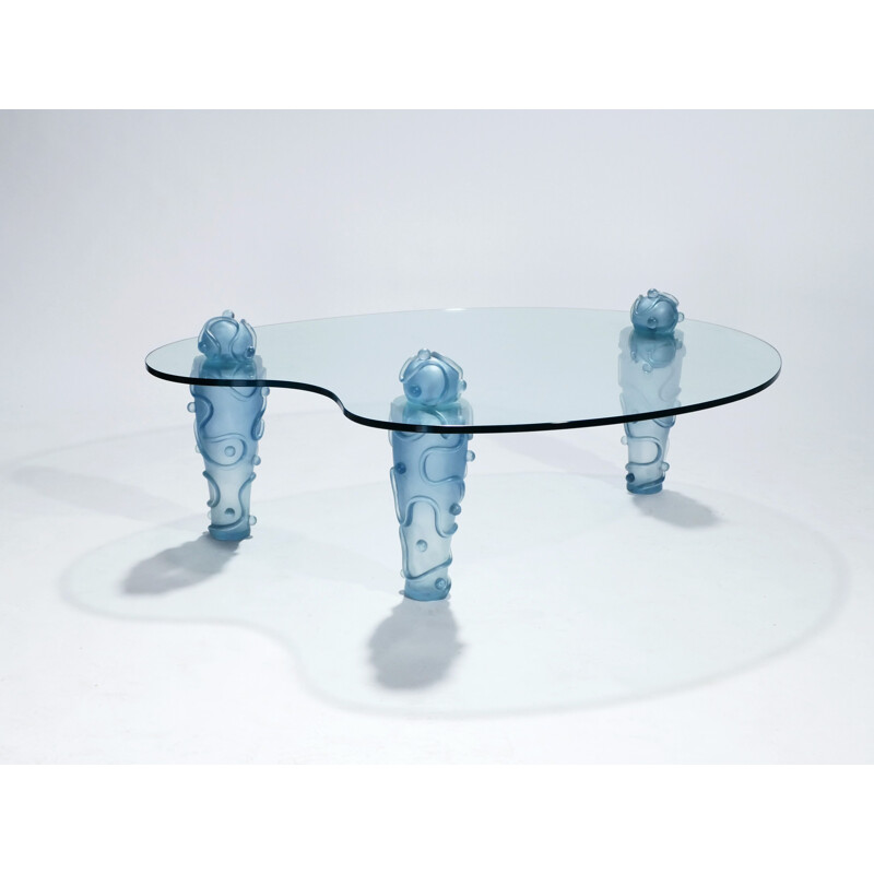 Vintage French coffee table in resin and glass by Garouste & Bonetti - 1990s