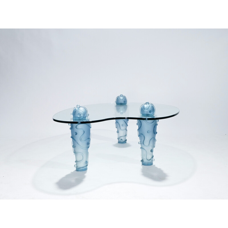 Vintage French coffee table in resin and glass by Garouste & Bonetti - 1990s