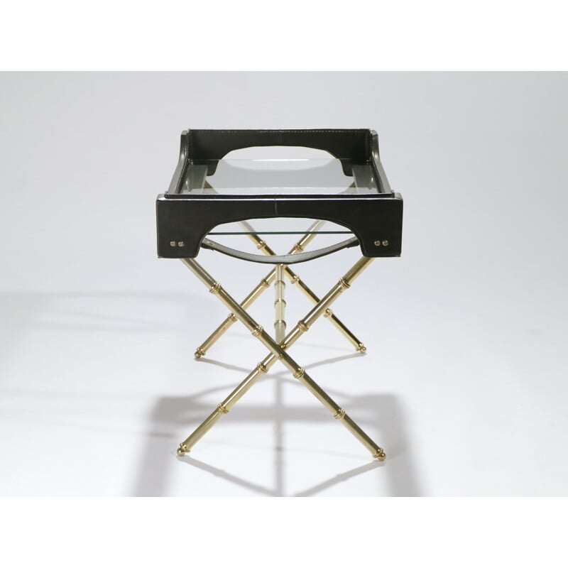 Side table with brass legs, Jacques Adnet - 1950s