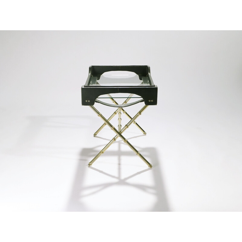 Side table with brass legs, Jacques Adnet - 1950s