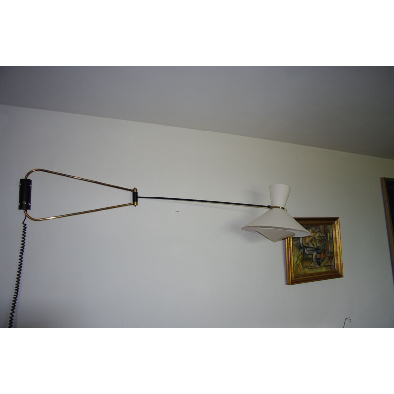 Lámpara de pared vintage de doble brazo de Robert Mathieu - 1950