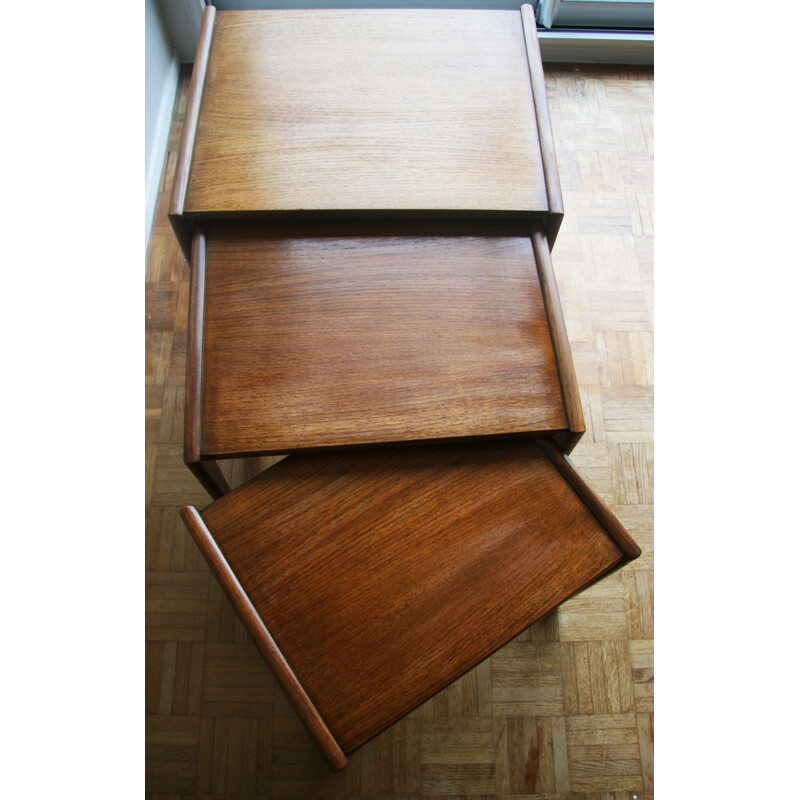  Set of 3 nesting tables in teak - 1960s