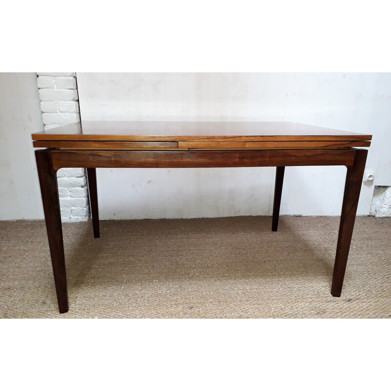 Vintage rosewood dining table with 2 extensions - 1960s