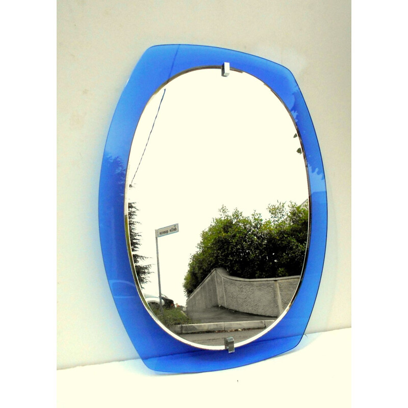 Vintage blue mirror for Veca - 1970s