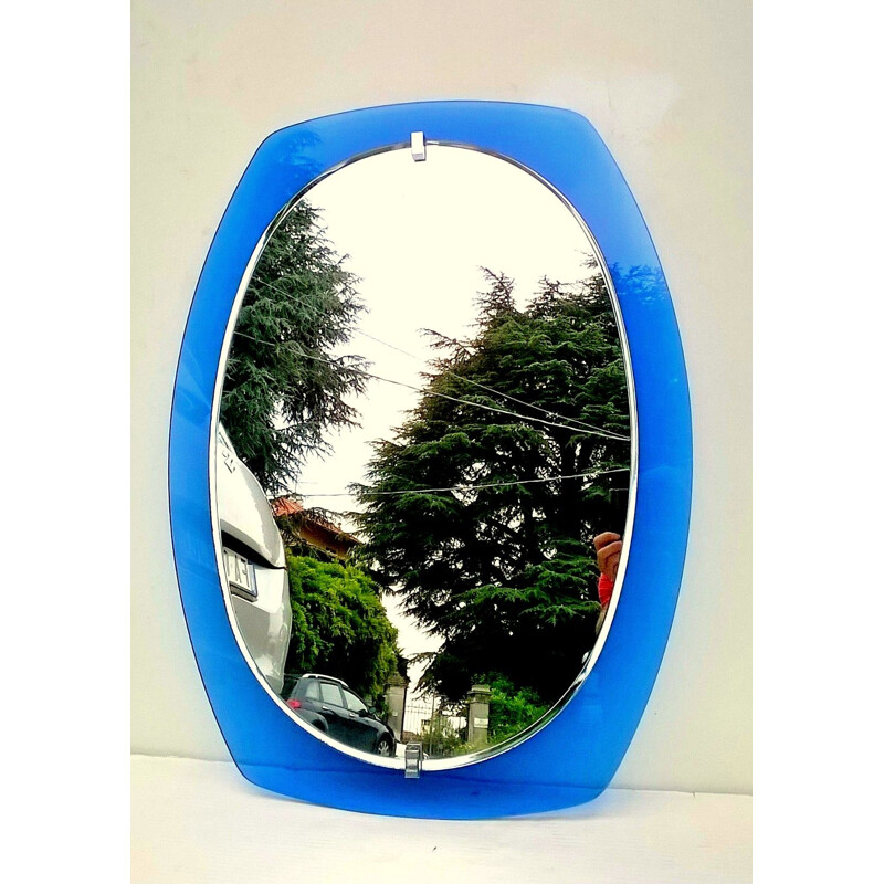 Vintage blue mirror for Veca - 1970s