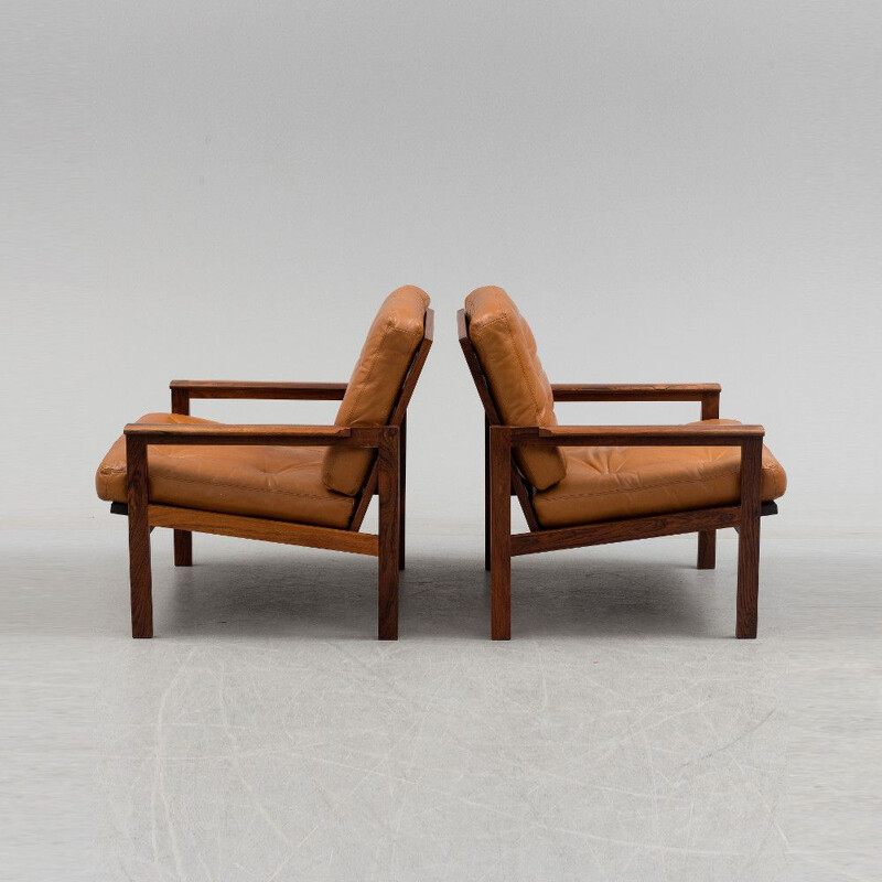 Set of 2 brown armchairs by Illum Wikkelso Capella for Niels Eilersen - 1959