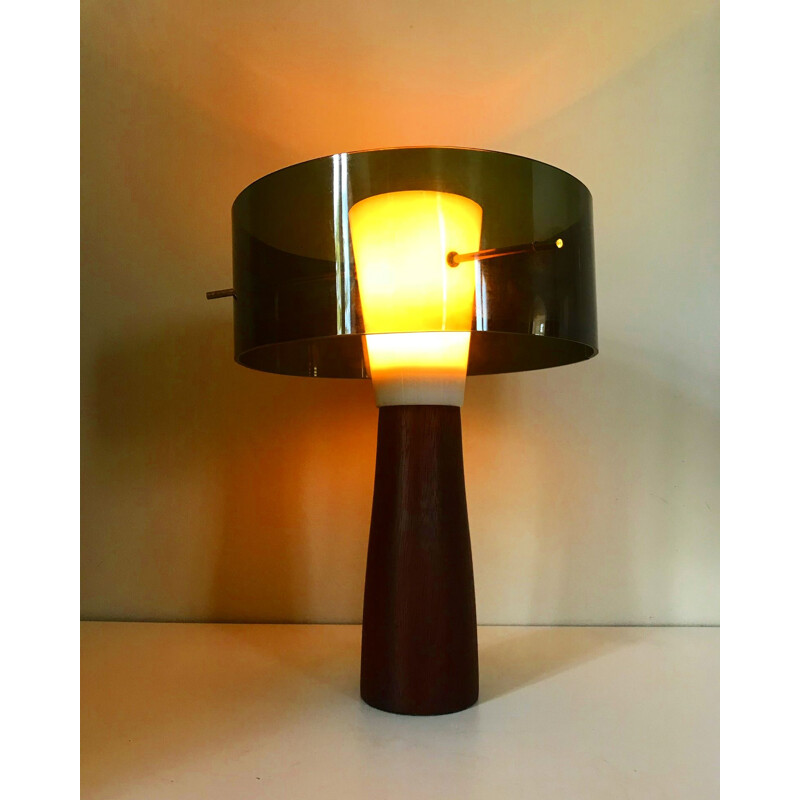 Scandinavian lamp in perspex, plexiglass & teak - 1960s