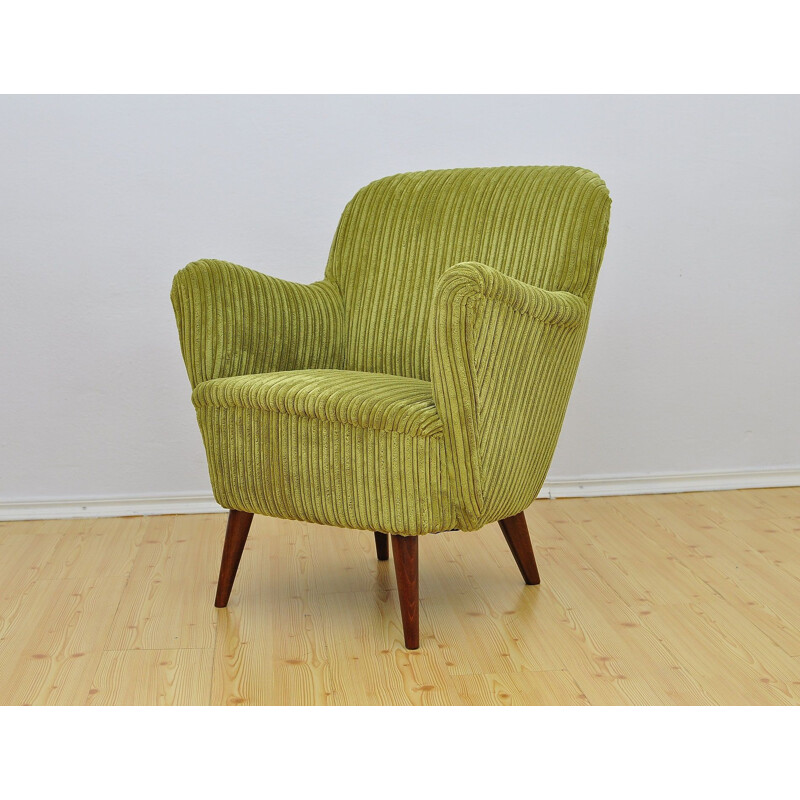 Vintage green armchair in velvet - 1950s