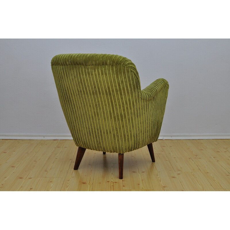 Vintage green armchair in velvet - 1950s