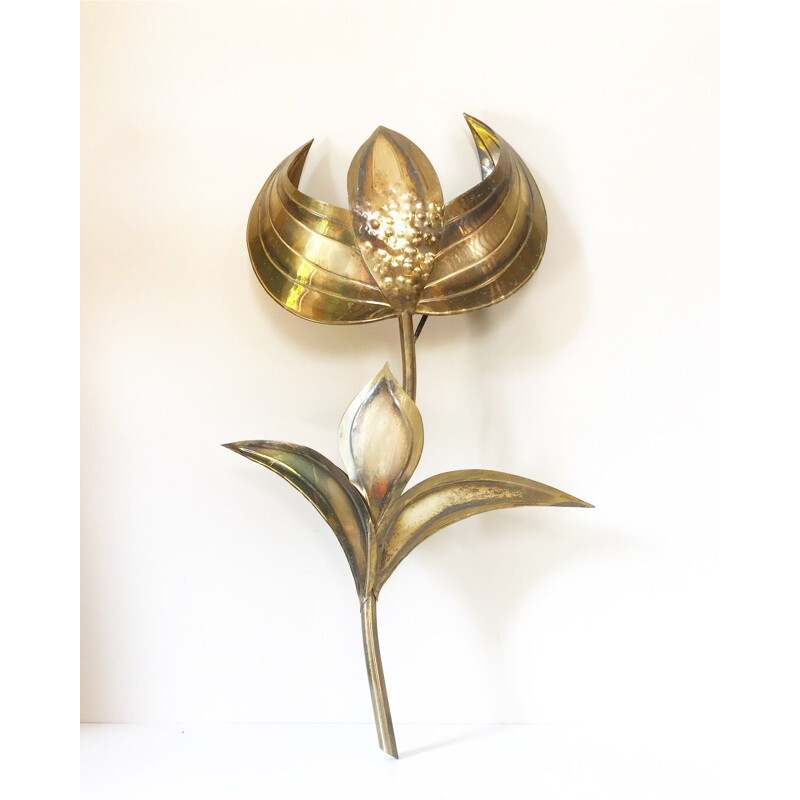 Vintage flower-shaped wall lamp in brass - 1960s