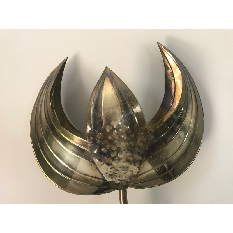 Vintage flower-shaped wall lamp in brass - 1960s