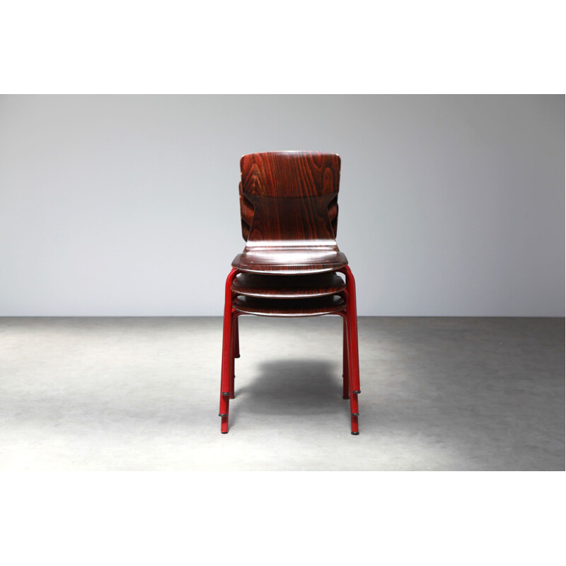 Vintage chair in carmine and ebony for Eromes - 1970s
