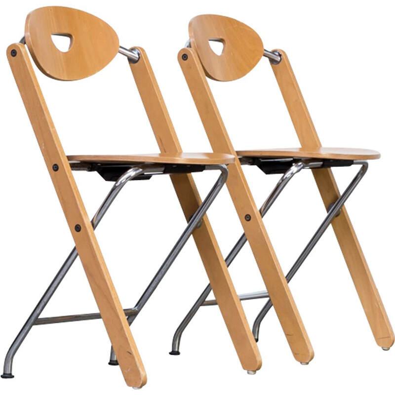 Set of 2 folding chairs by Ruud Jan Kokke for Kembo - 1980s