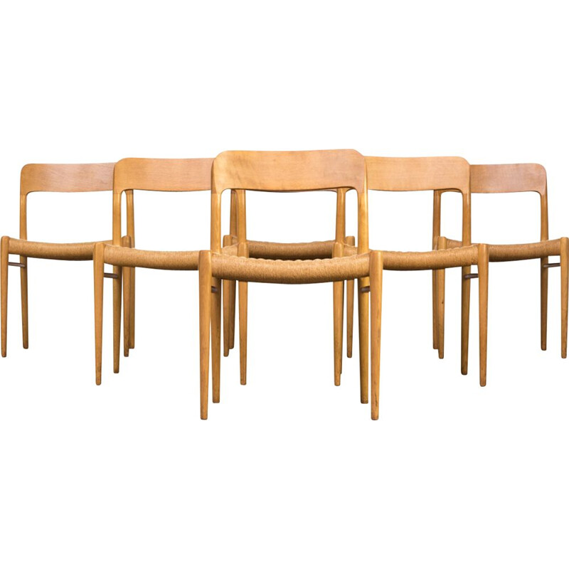 Set of 6 "model 75" dining chairs by Niels O. Møller for J.L. Møller - 1960s