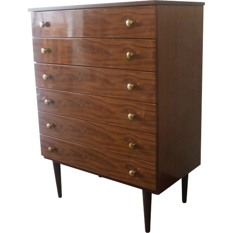 Vintage english tall chest of drawers by Schreiber - 1970s