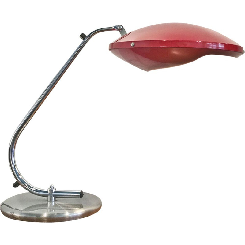 Vintage table lamp in red lacquered metal - 1970s