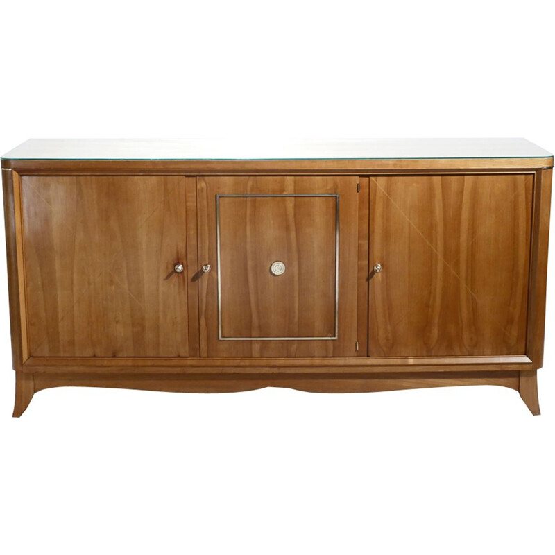 Vintage french sideboard in cherrywood and brass - 1950s