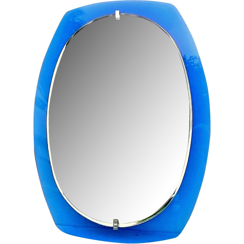 Vintage blue mirror for Veca - 1970s