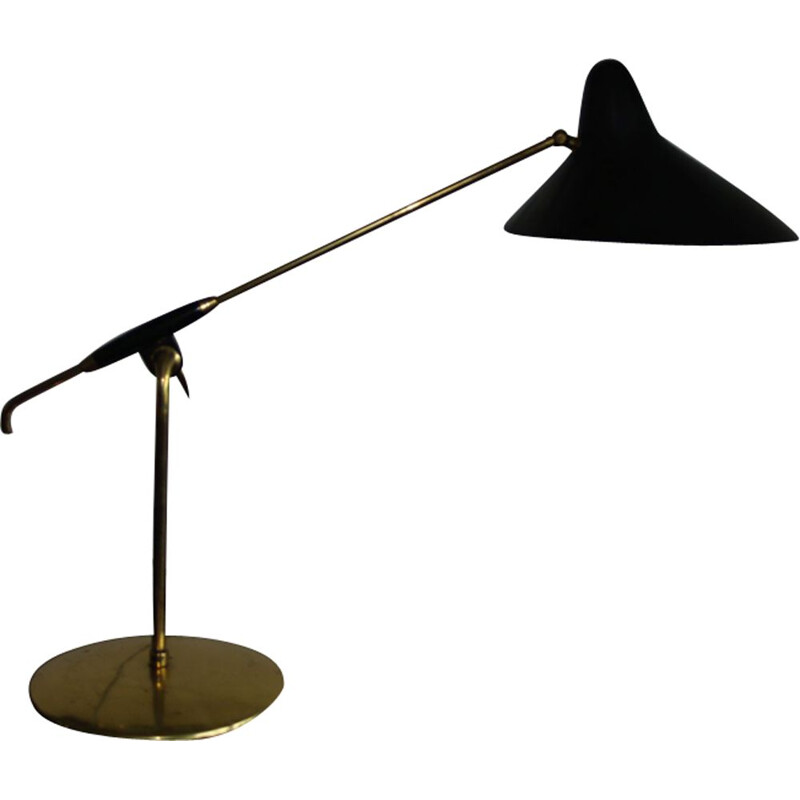 Vintage-Tischlampe aus vergoldetem Messing und Aluminium von Svend Holm Sorensen, 1960