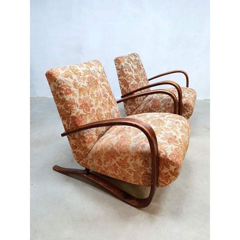 Set of 2 vintage bentwood armchairs H-269 by Jindrich Halabala - 1930s