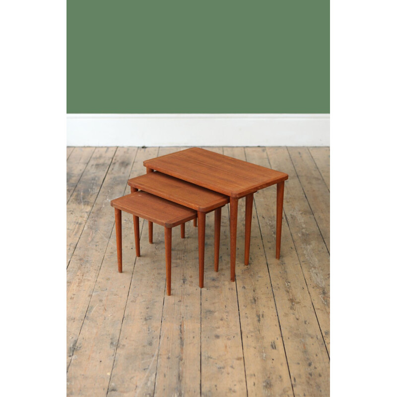 Set of 3 nesting tables in teak - 1960s