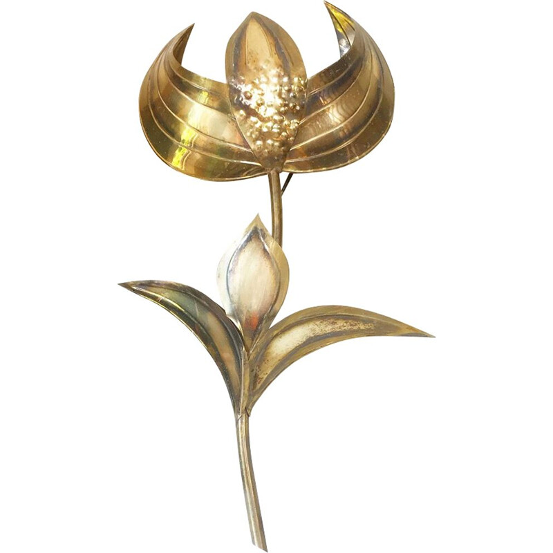 Vintage flower-shaped wall lamp in brass - 1960s