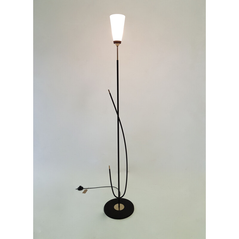 Vintage comma floor lamp for Maison Arlus - 1950s