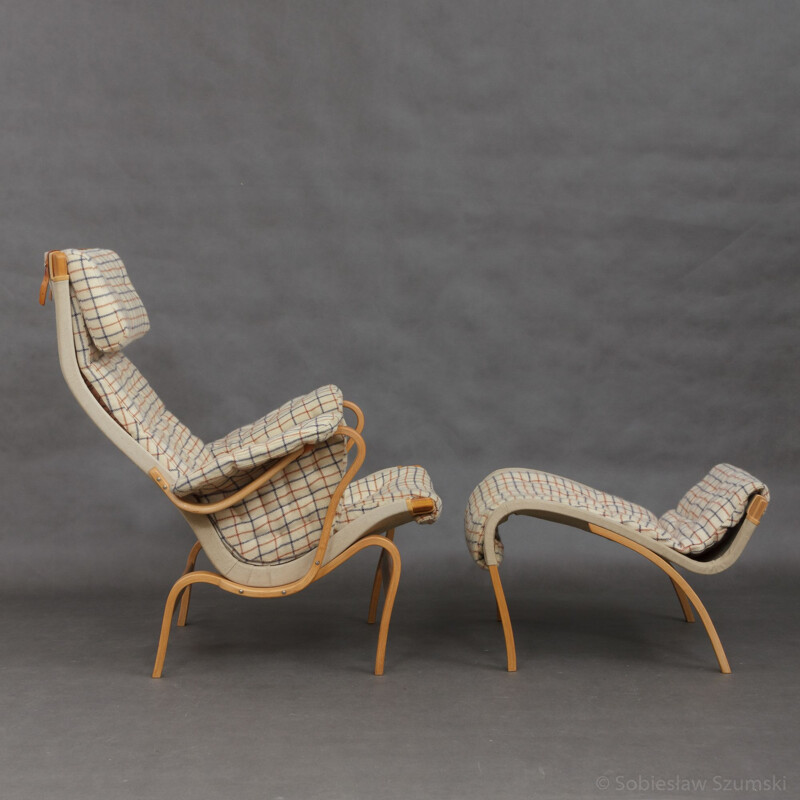 Vintage armchair "Pernilla" with ottoman by Bruno Matsson -1960s