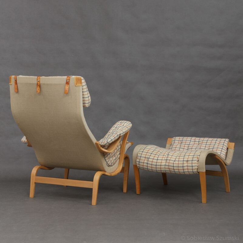 Vintage armchair "Pernilla" with ottoman by Bruno Matsson -1960s