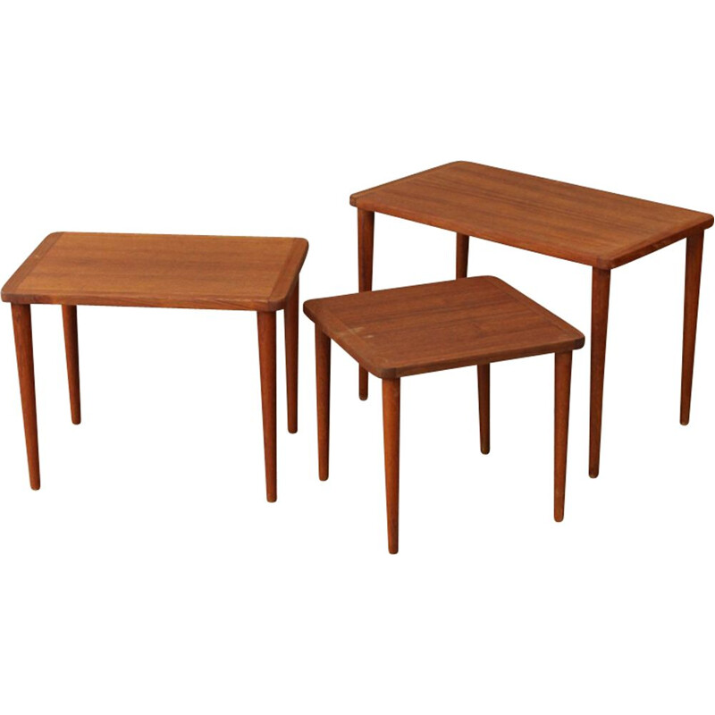 Set of 3 nesting tables in teak - 1960s