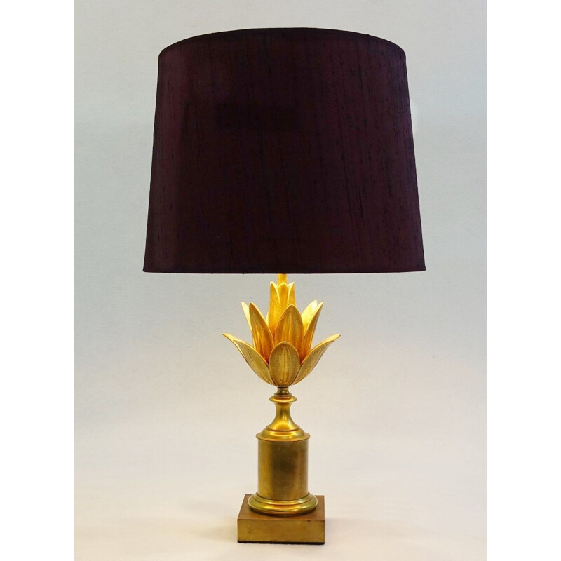 Lampe de table vintage "Lotus" en laiton par Maison Charles - 1960