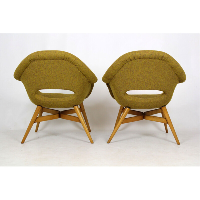 Set of 2 vintage green "Shell" armchair by František Jirak - 1960s