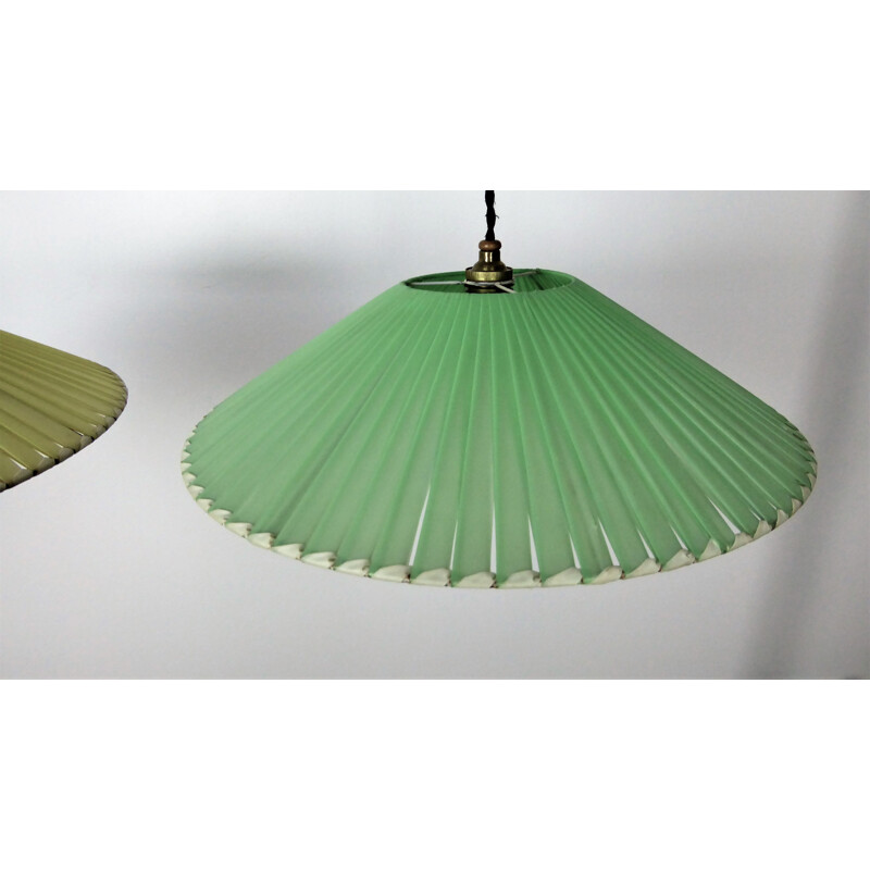 Set of 3 vintage pendant lamps in plastic - 1950s