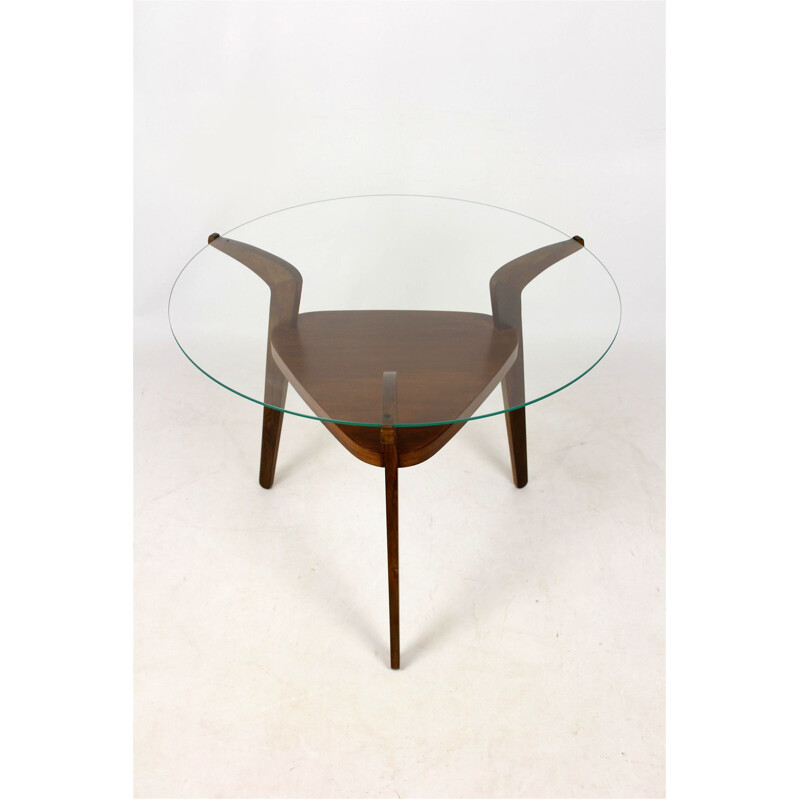Table basse vintage ronde en verre  - 1960