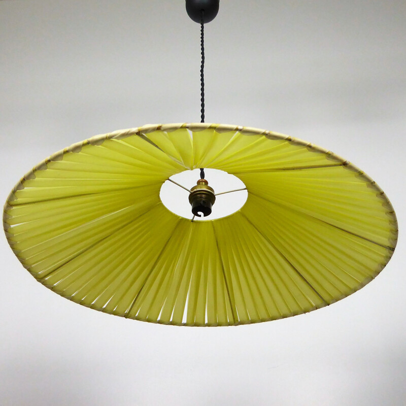 Set of 3 vintage pendant lamps in plastic - 1950s