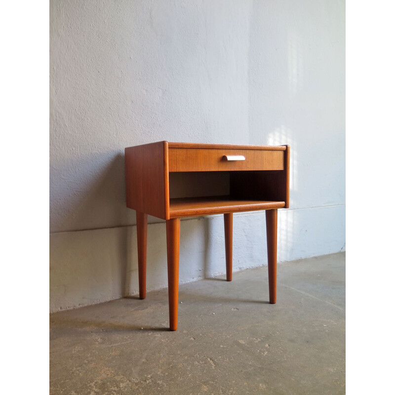 Vintage teak bedside table with drawer - 1960s