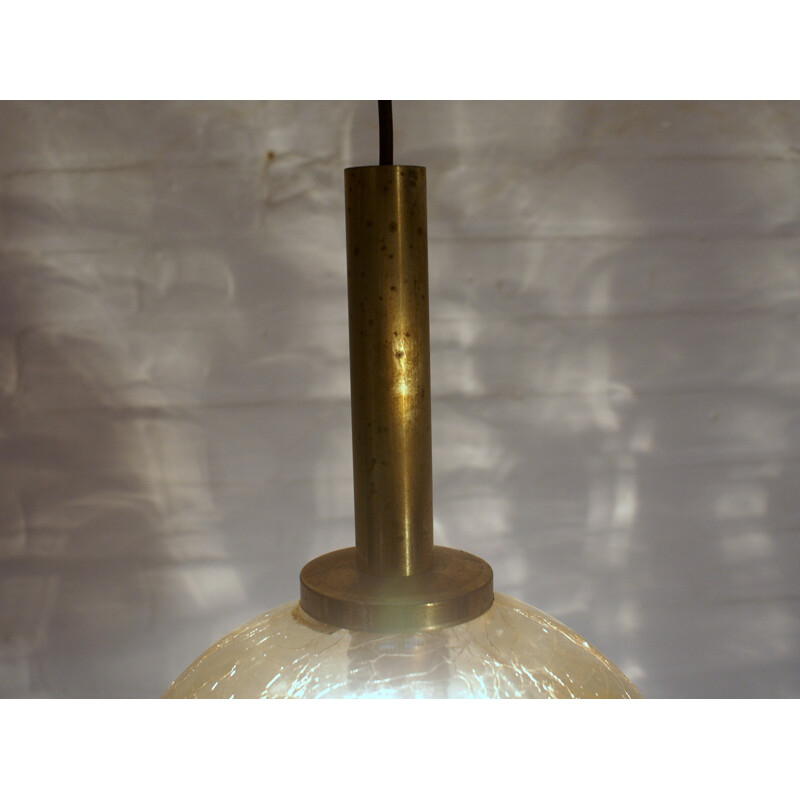 Industrial hanging lamp in brass and glass - 1950s