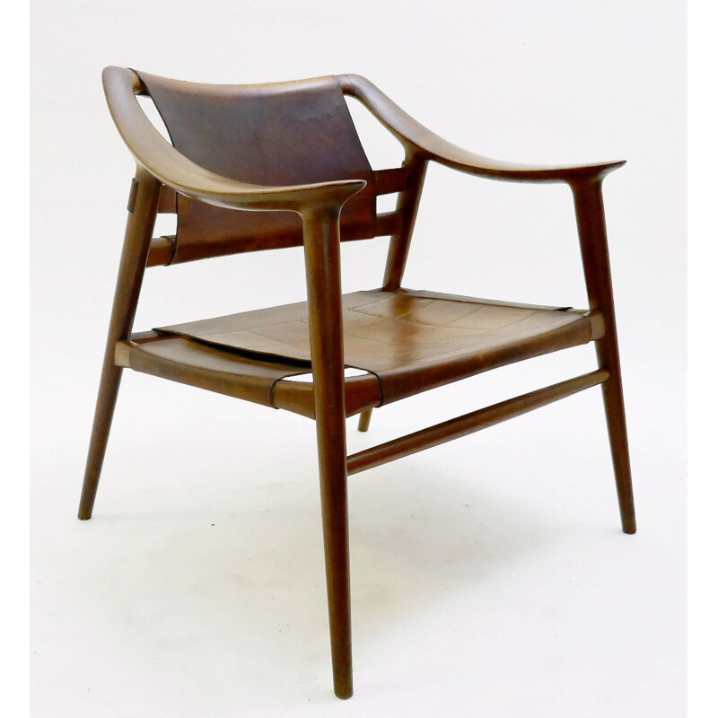 Vintage "Bambi" Armchair in Cognac Leather by Rastad & Relling - 1970s