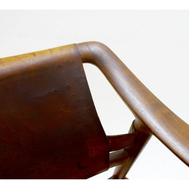 Fauteuil vintage "Bambi" en cuir cognac de Rastad & Relling - 1970